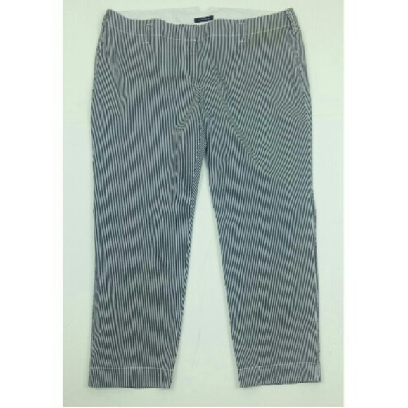 Lands' End Pants - Lands' End Seersucker Pants Navy Blue White